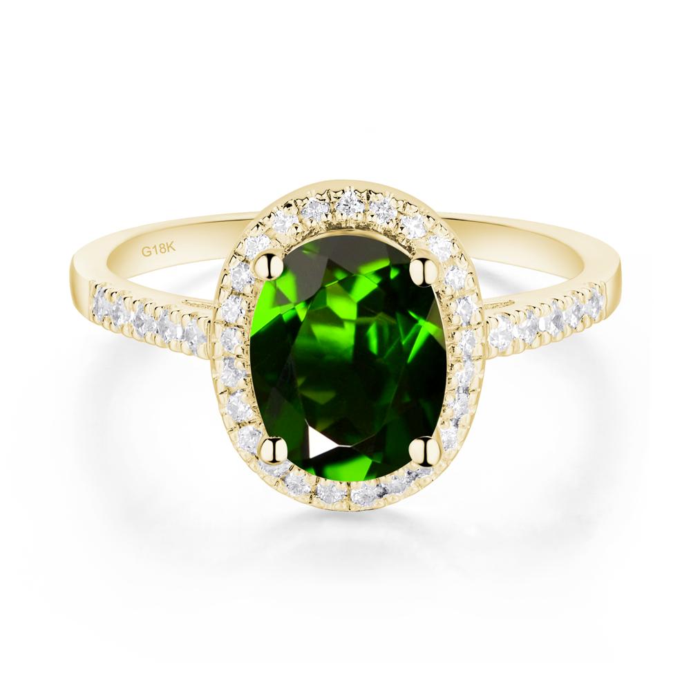 Oval Diopside Halo Ring - LUO Jewelry #metal_18k yellow gold