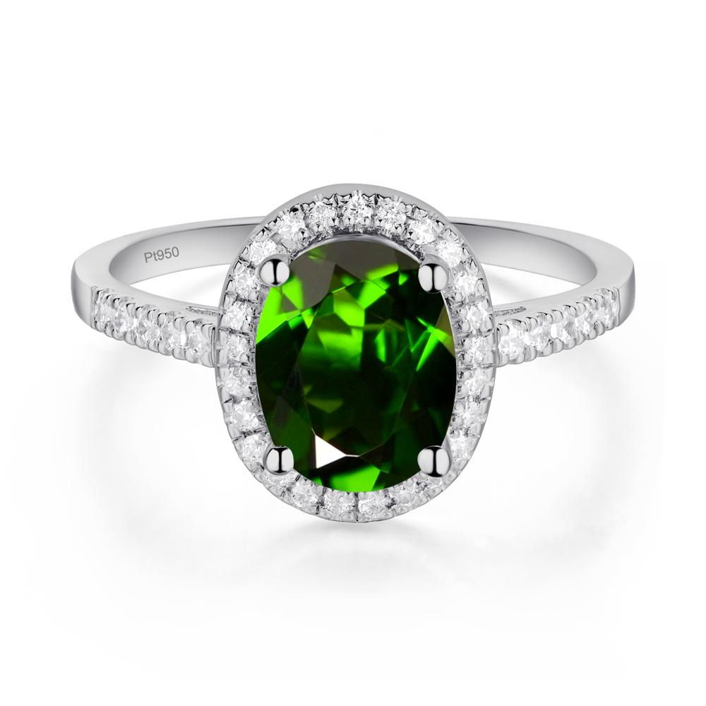 Oval Diopside Halo Ring - LUO Jewelry #metal_platinum