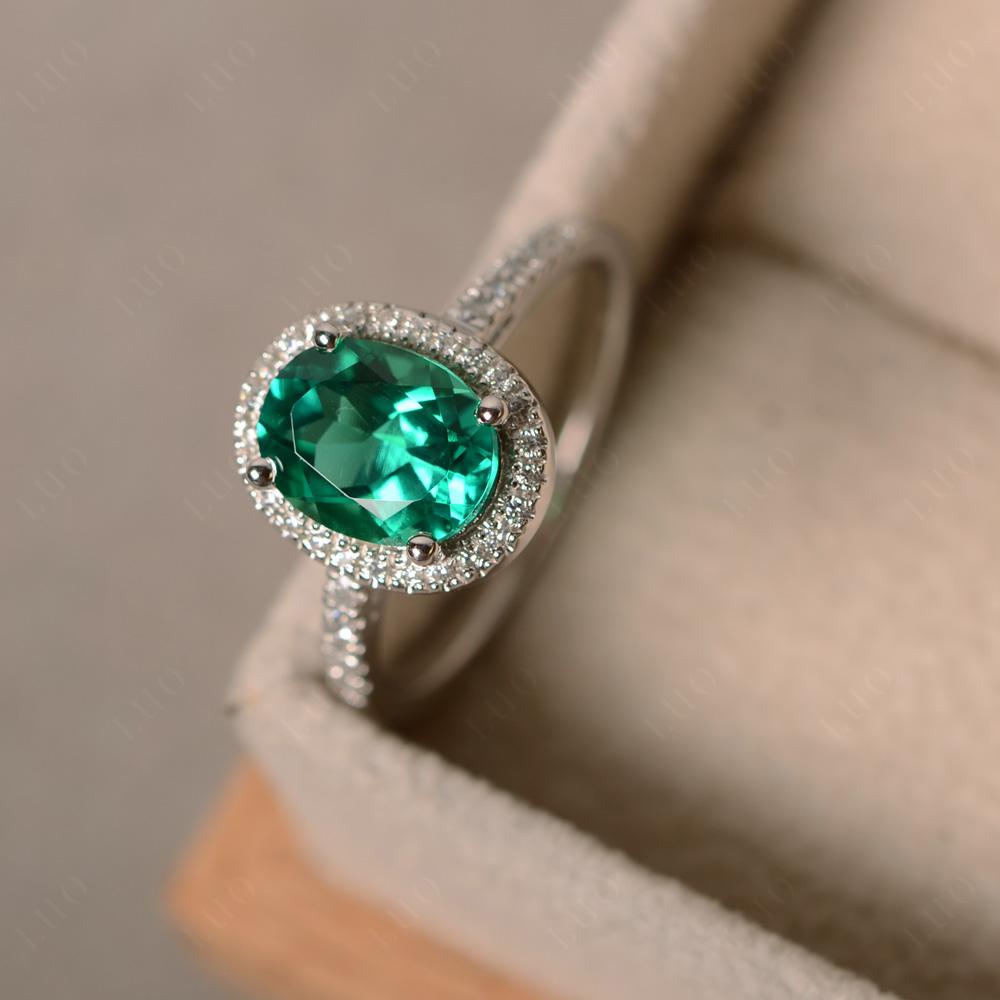 Oval Emerald Halo Ring - LUO Jewelry 