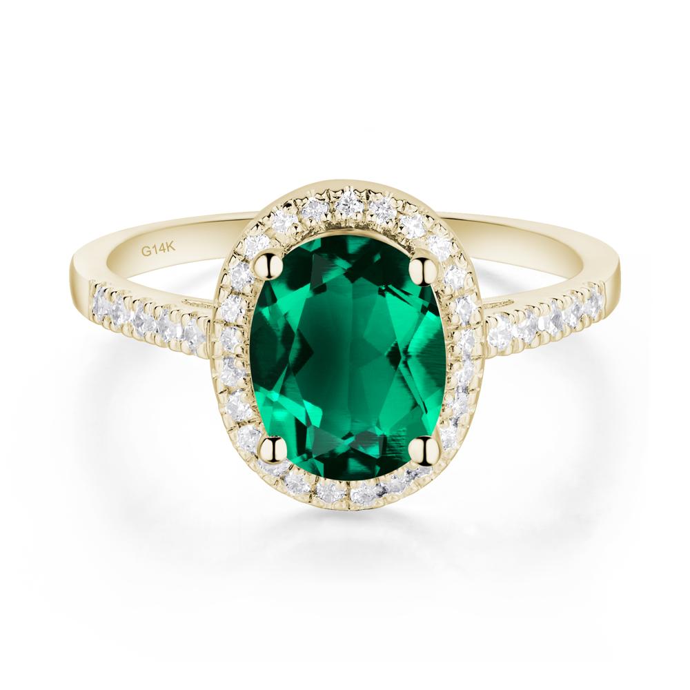 Oval Emerald Halo Ring - LUO Jewelry #metal_14k yellow gold