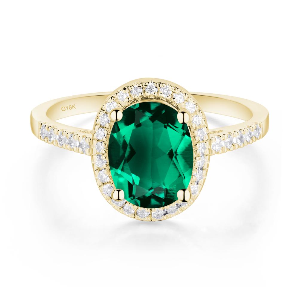 Oval Emerald Halo Ring - LUO Jewelry #metal_18k yellow gold