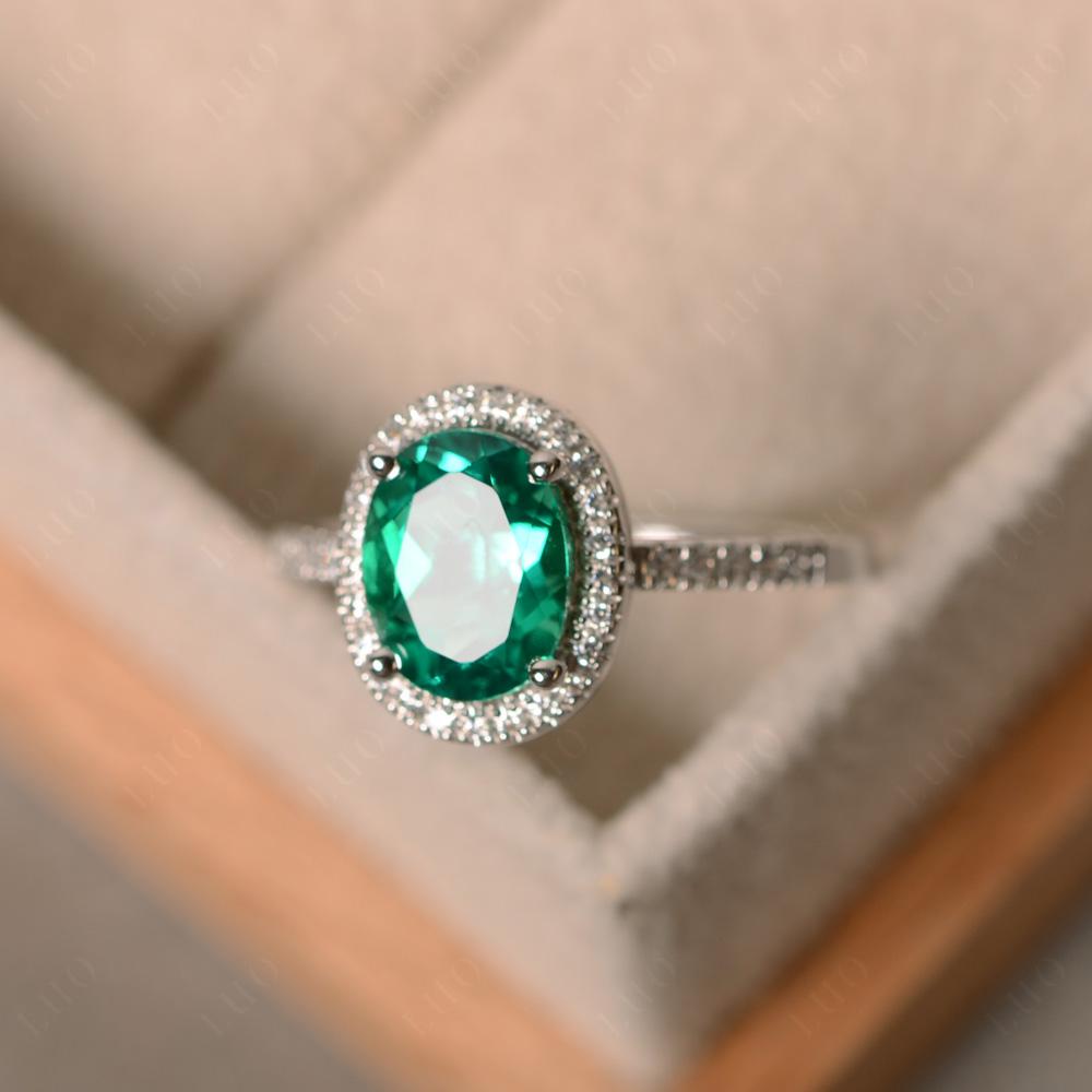 Oval Emerald Halo Ring - LUO Jewelry 