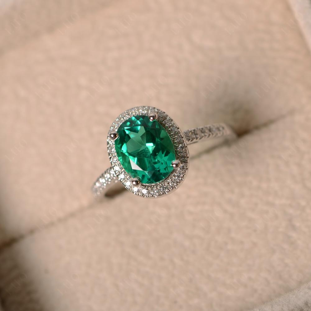 Oval Emerald Halo Ring - LUO Jewelry 