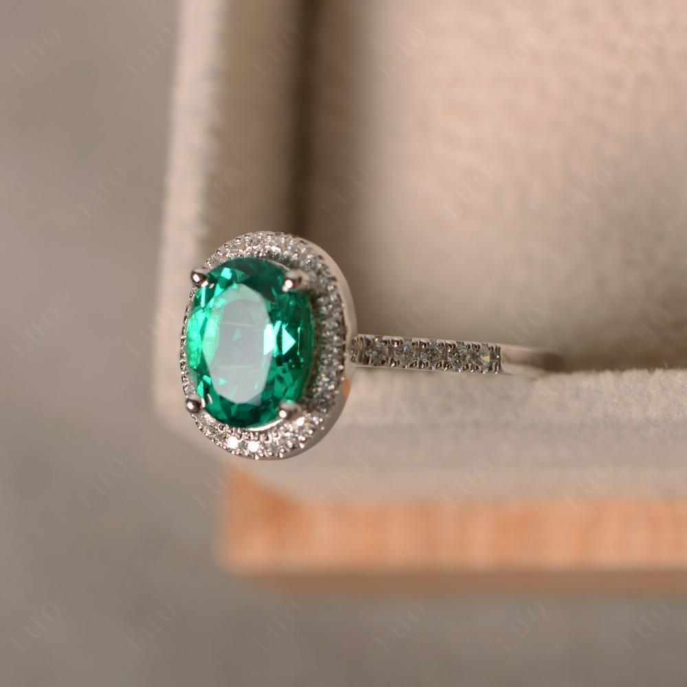 Oval Emerald Halo Ring - LUO Jewelry 