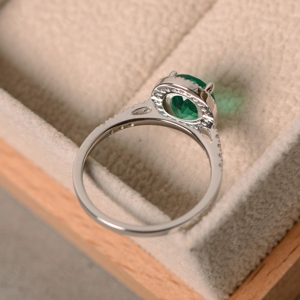 Oval Emerald Halo Ring - LUO Jewelry 