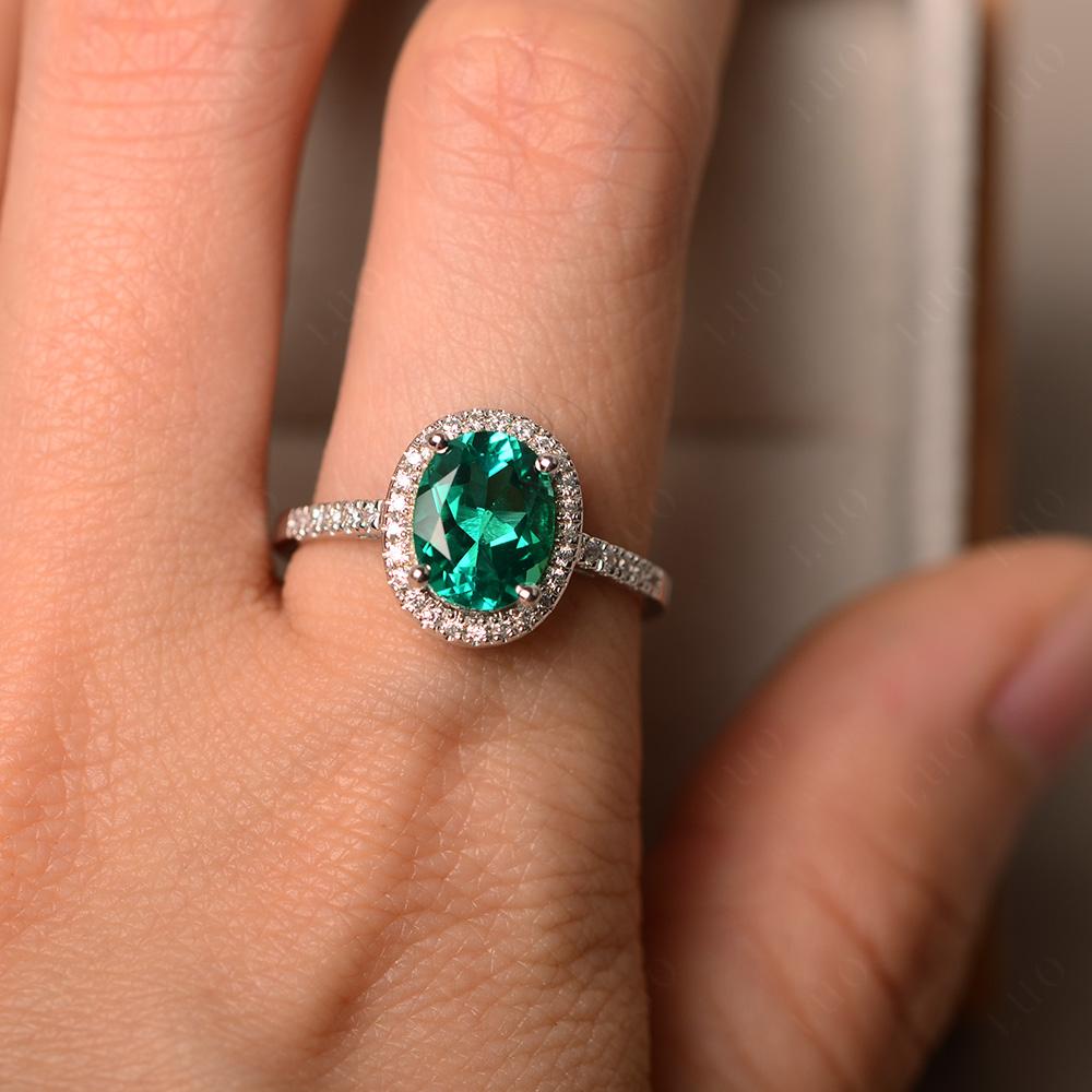 Oval Emerald Halo Ring - LUO Jewelry 