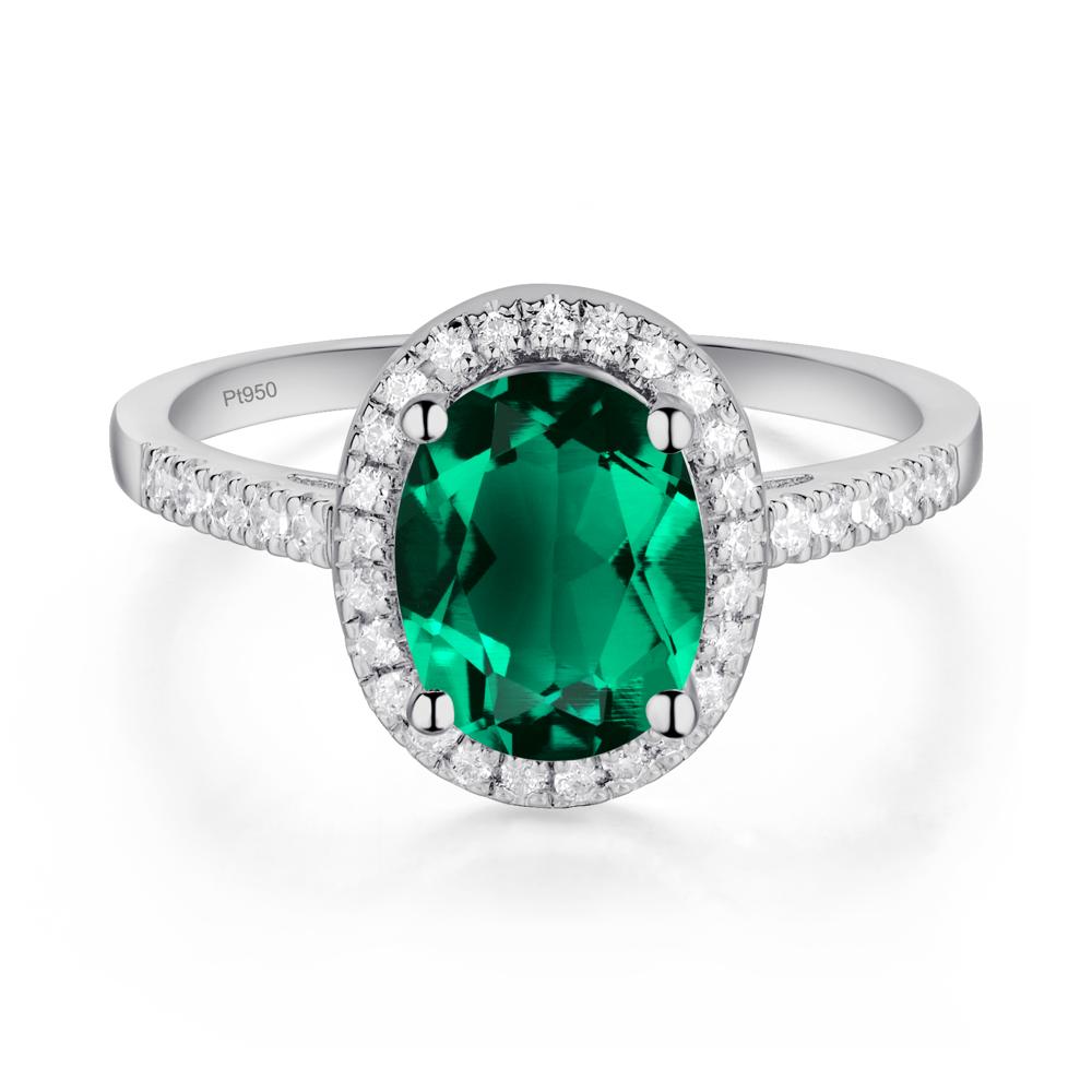 Oval Emerald Halo Ring - LUO Jewelry #metal_platinum