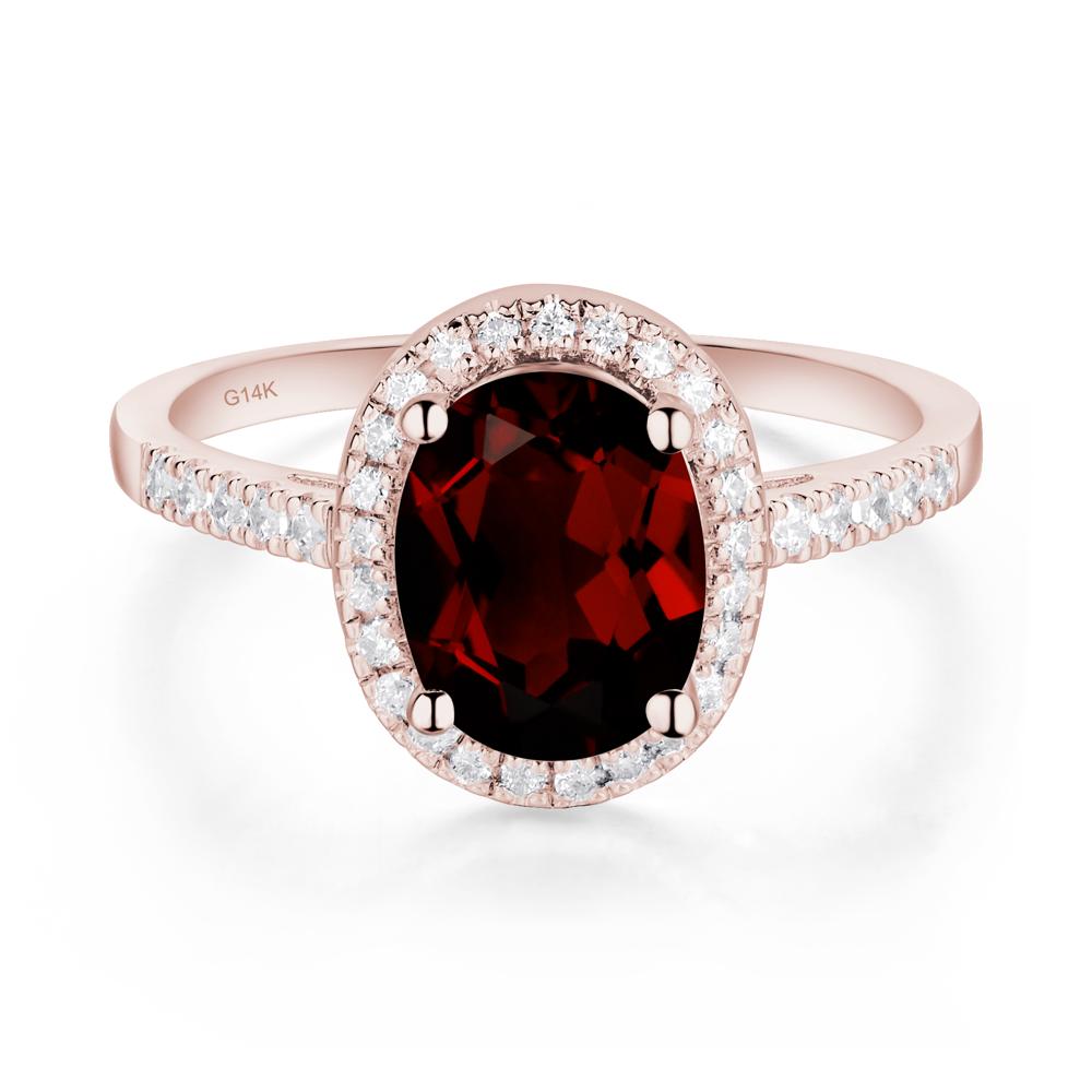 Oval Garnet Halo Ring - LUO Jewelry #metal_14k rose gold