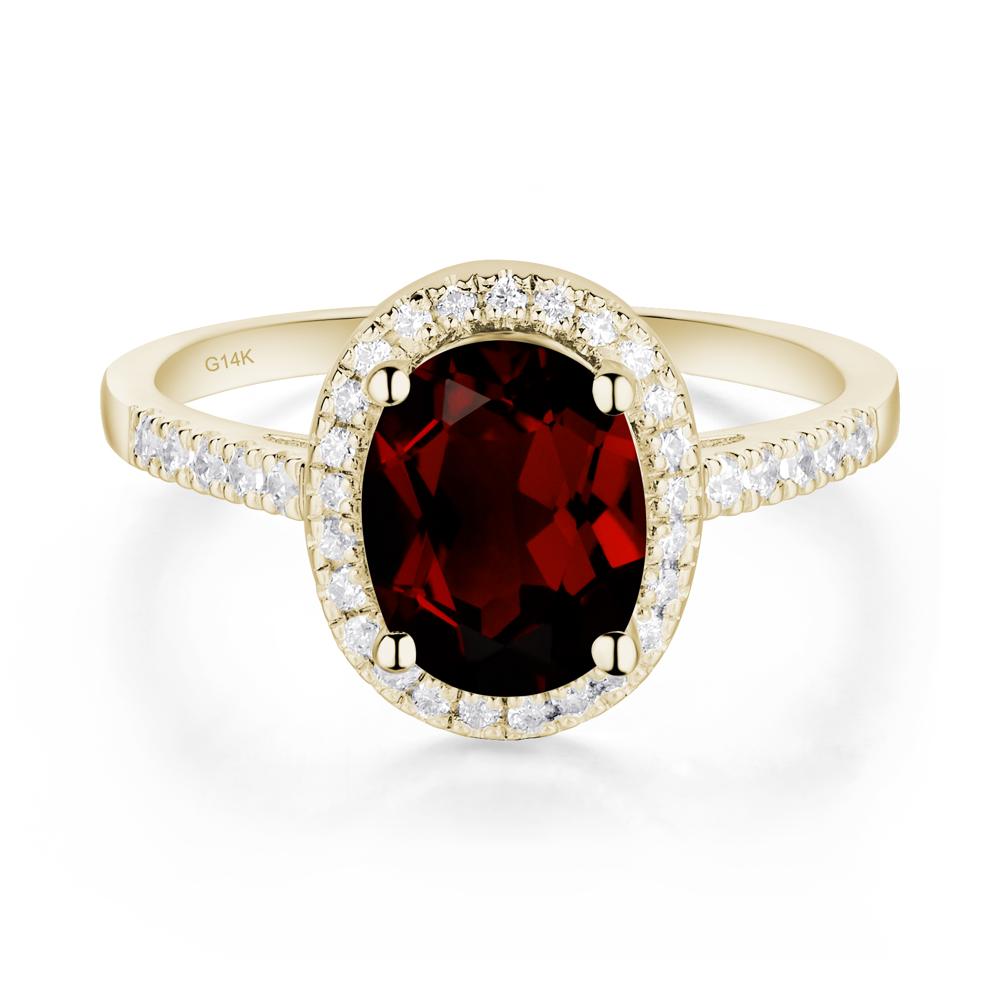 Oval Garnet Halo Ring - LUO Jewelry #metal_14k yellow gold