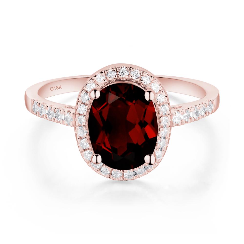 Oval Garnet Halo Ring - LUO Jewelry #metal_18k rose gold