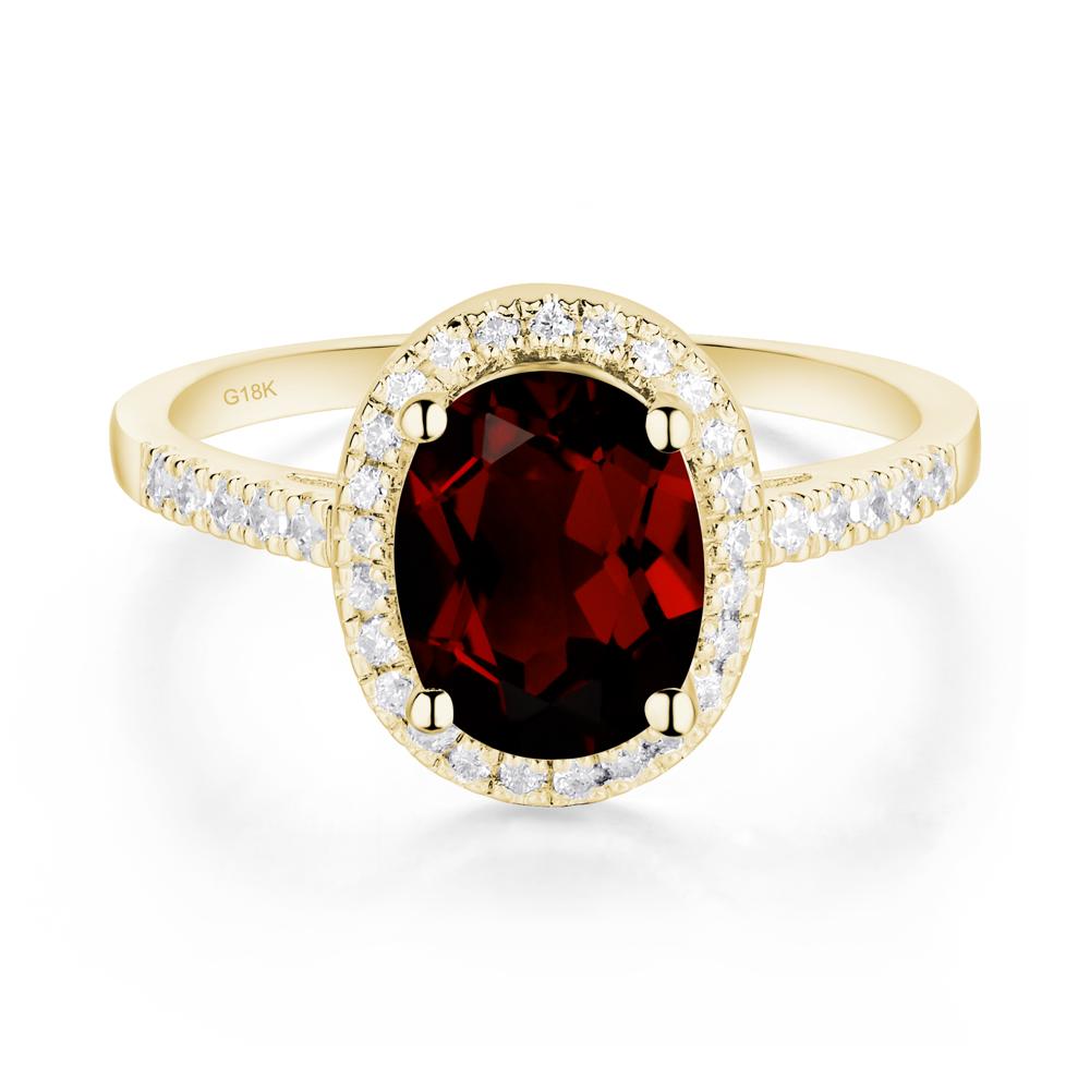 Oval Garnet Halo Ring - LUO Jewelry #metal_18k yellow gold