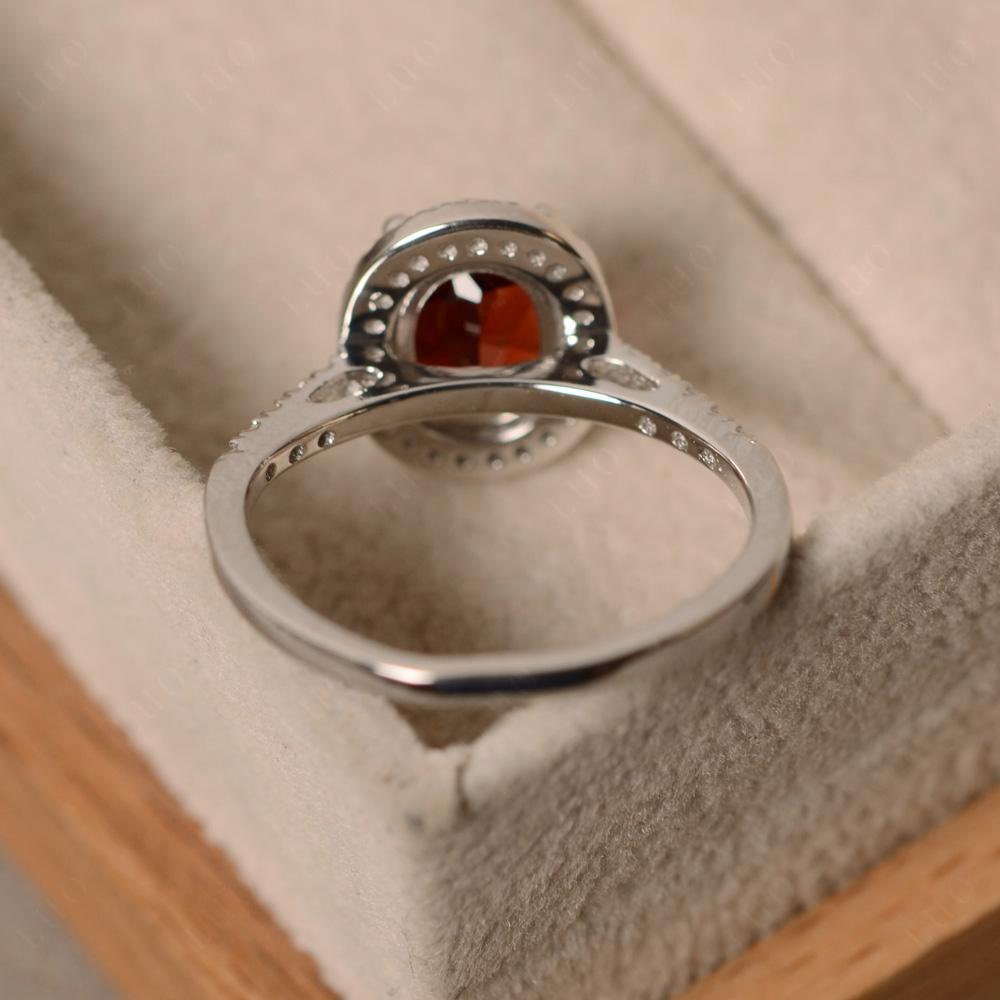 Oval Garnet Halo Ring - LUO Jewelry 