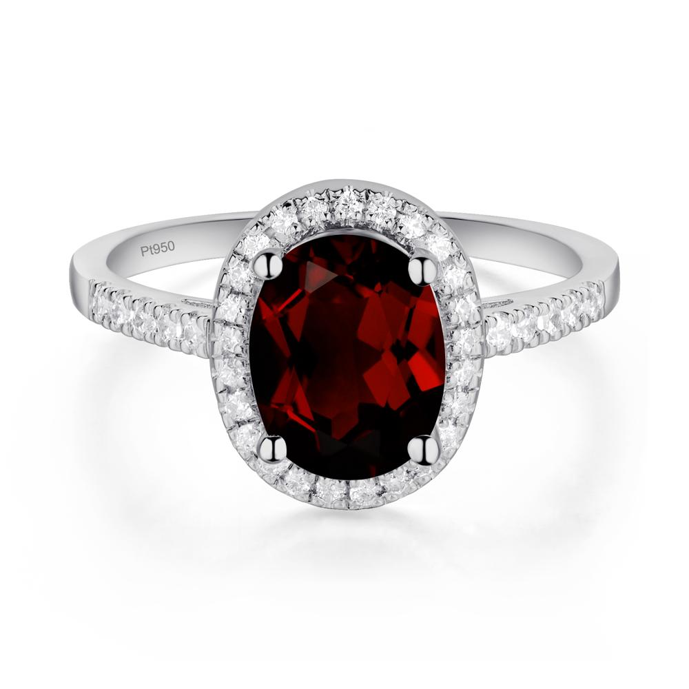 Oval Garnet Halo Ring - LUO Jewelry #metal_platinum