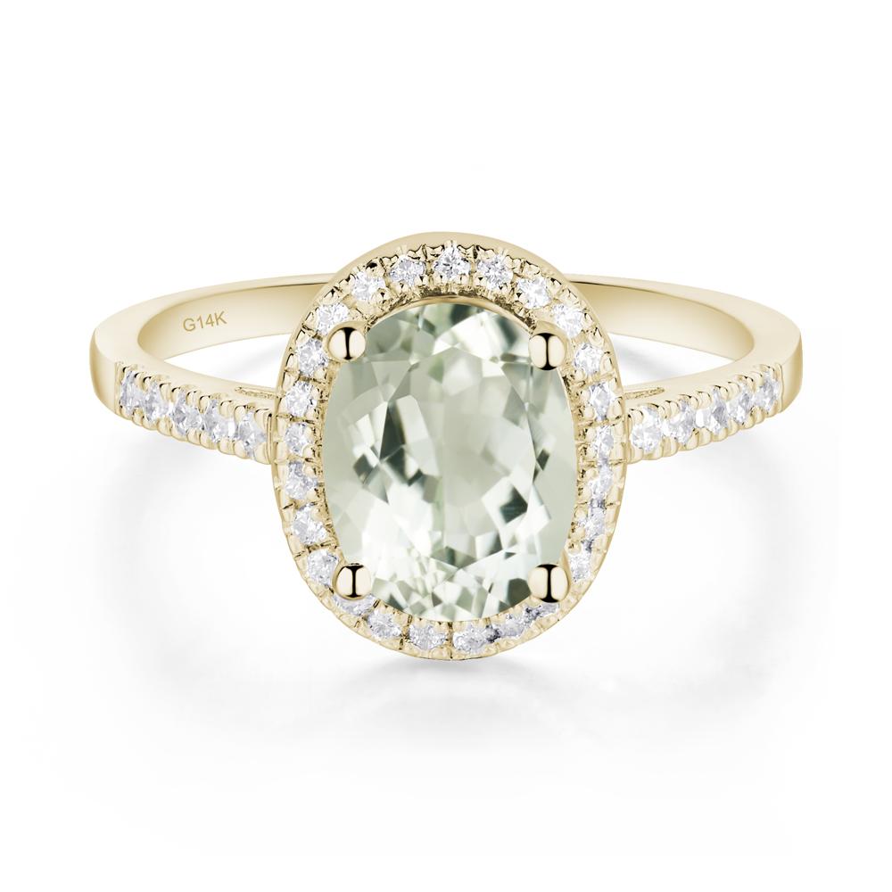 Oval Green Amethyst Halo Ring - LUO Jewelry #metal_14k yellow gold