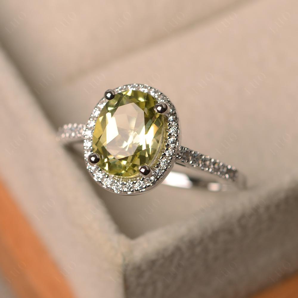 Oval Lemon Quartz Halo Ring - LUO Jewelry 