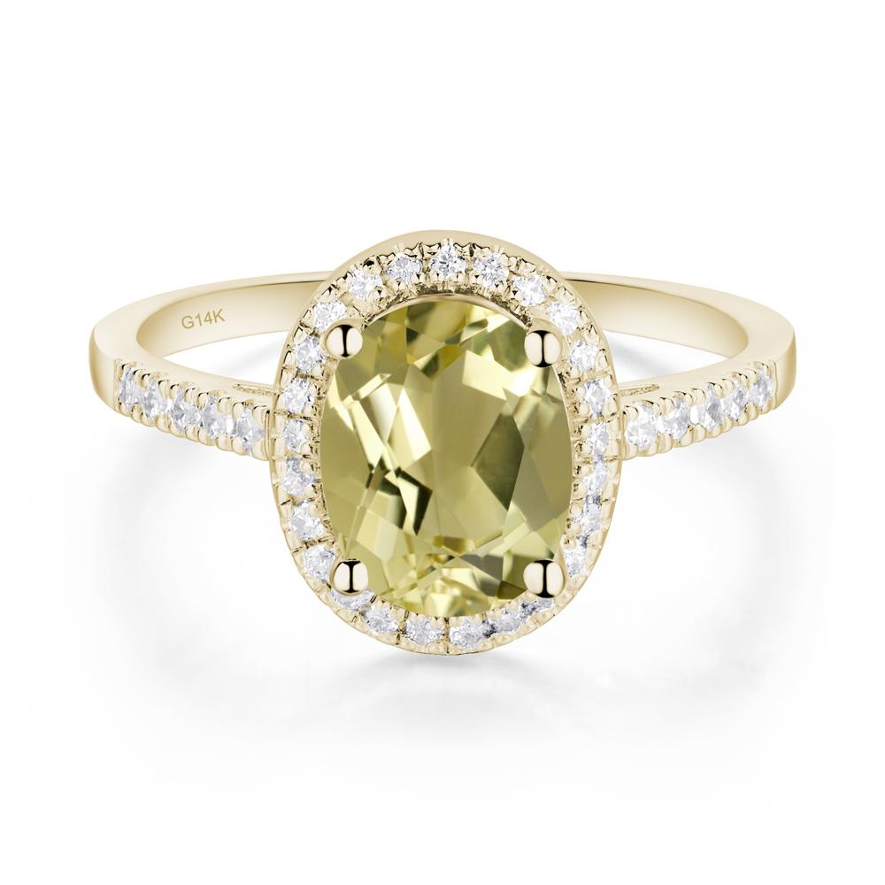 Oval Lemon Quartz Halo Ring - LUO Jewelry #metal_14k yellow gold