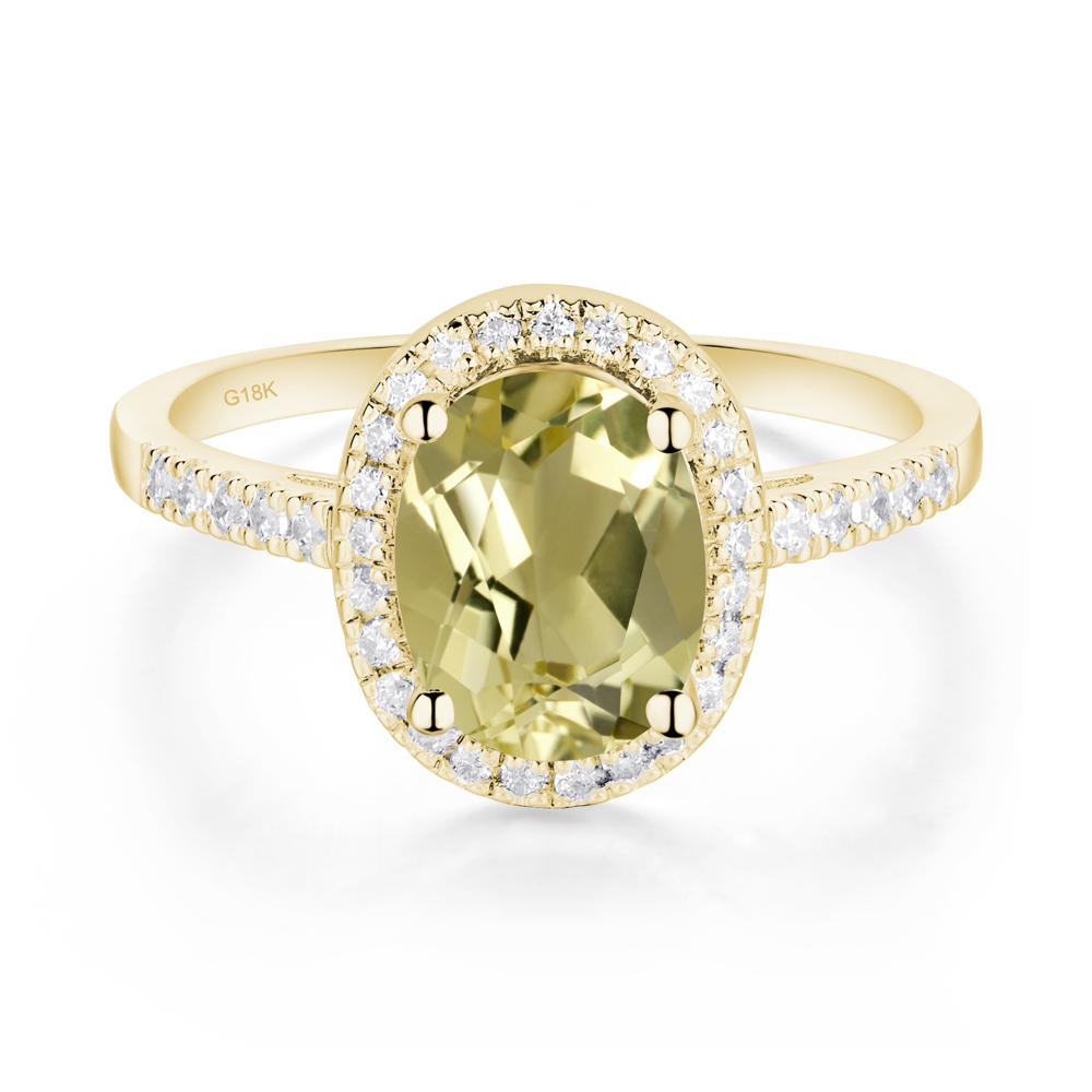 Oval Lemon Quartz Halo Ring - LUO Jewelry #metal_18k yellow gold