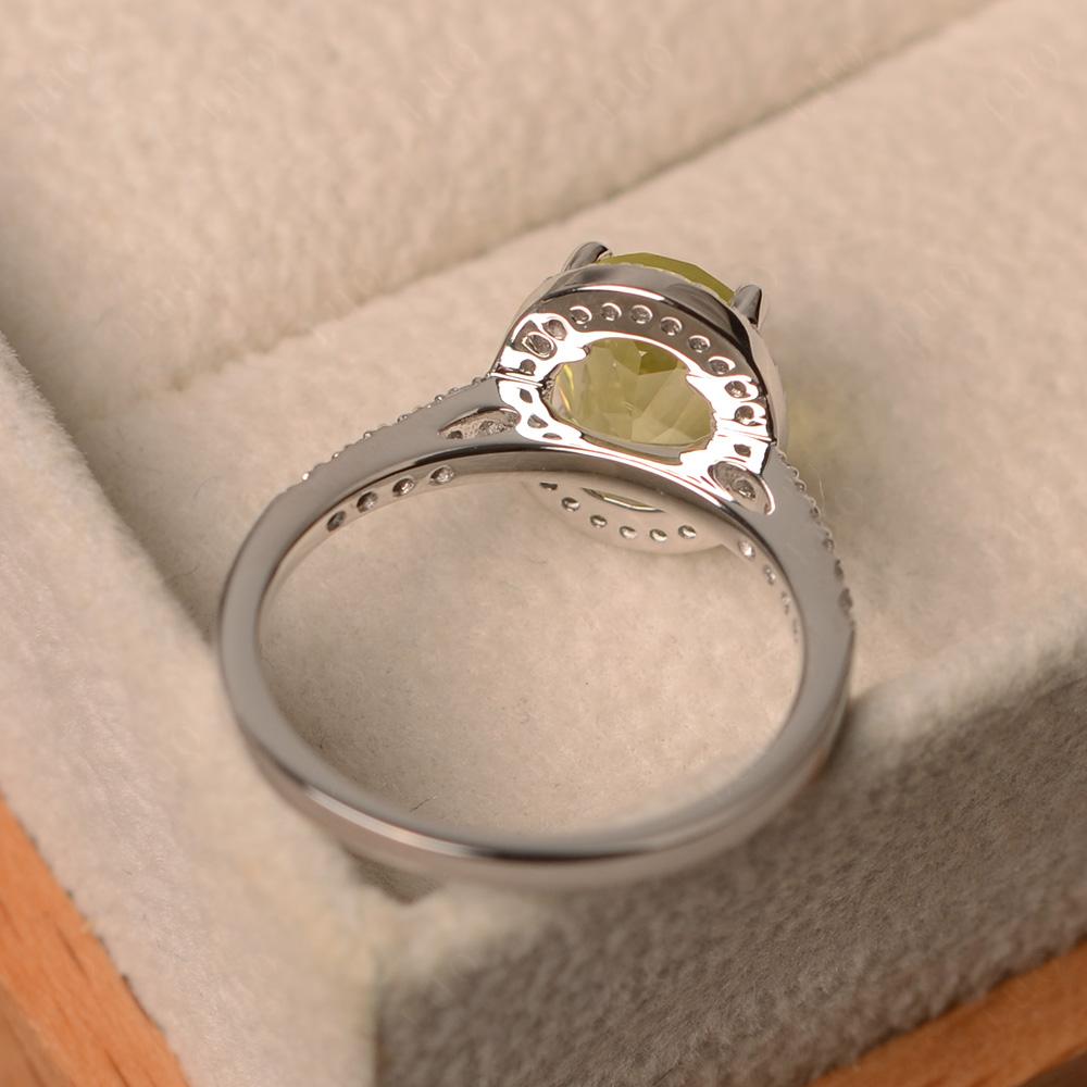 Oval Lemon Quartz Halo Ring - LUO Jewelry 