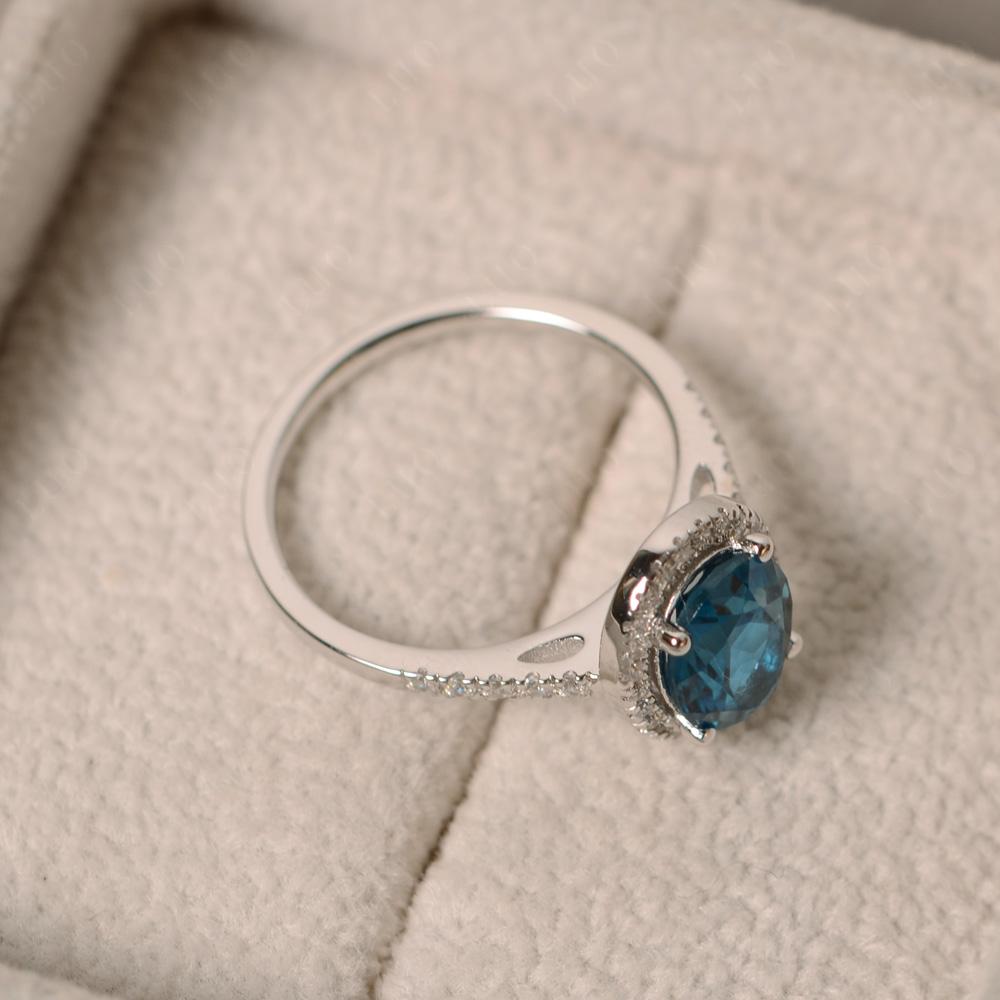 Oval London Blue Topaz Halo Ring - LUO Jewelry 