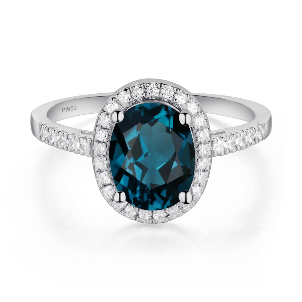 Oval London Blue Topaz Halo Ring - LUO Jewelry #metal_platinum