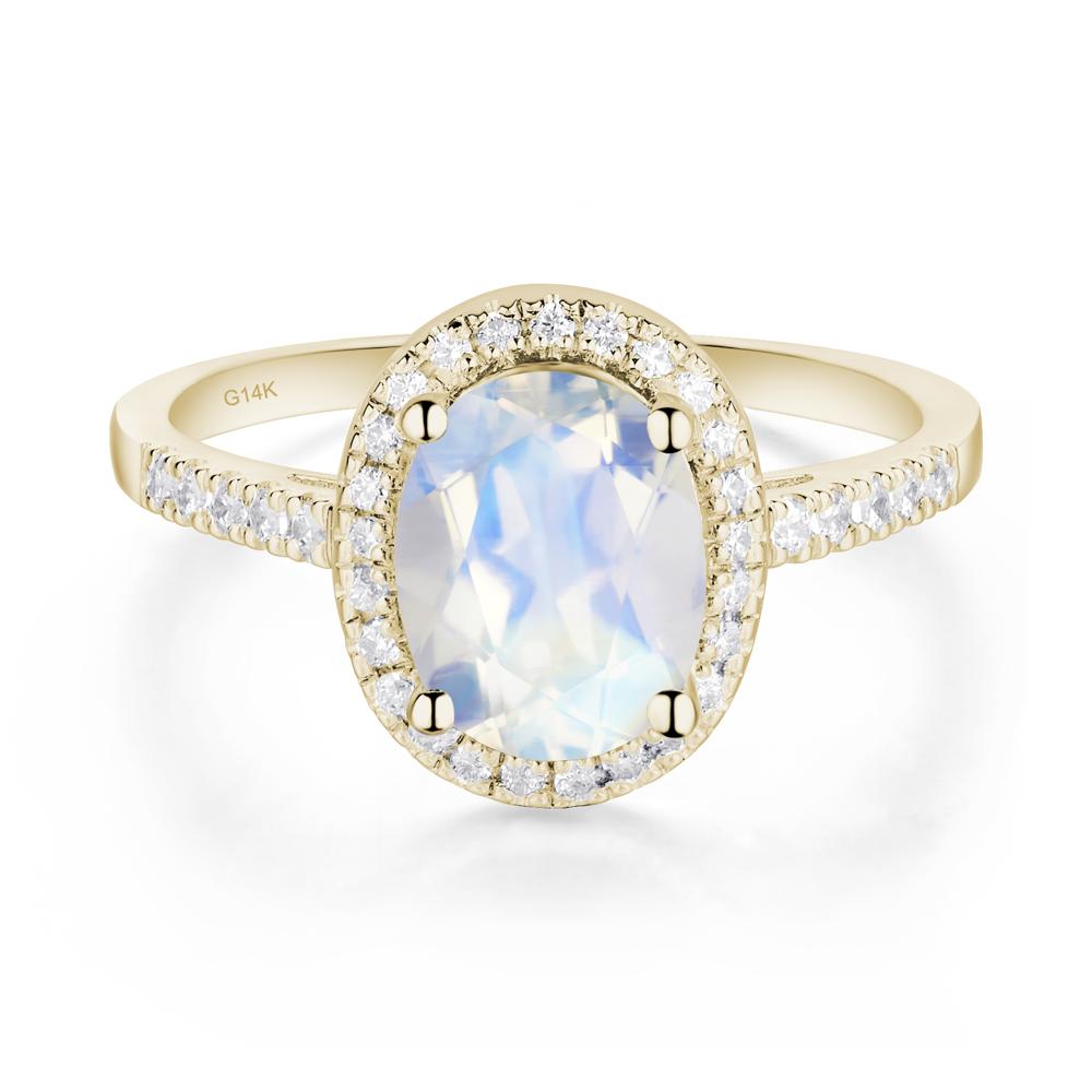 Oval Moonstone Halo Ring - LUO Jewelry #metal_14k yellow gold