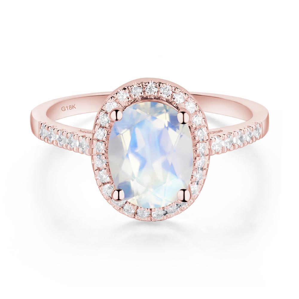 Oval Moonstone Halo Ring - LUO Jewelry #metal_18k rose gold