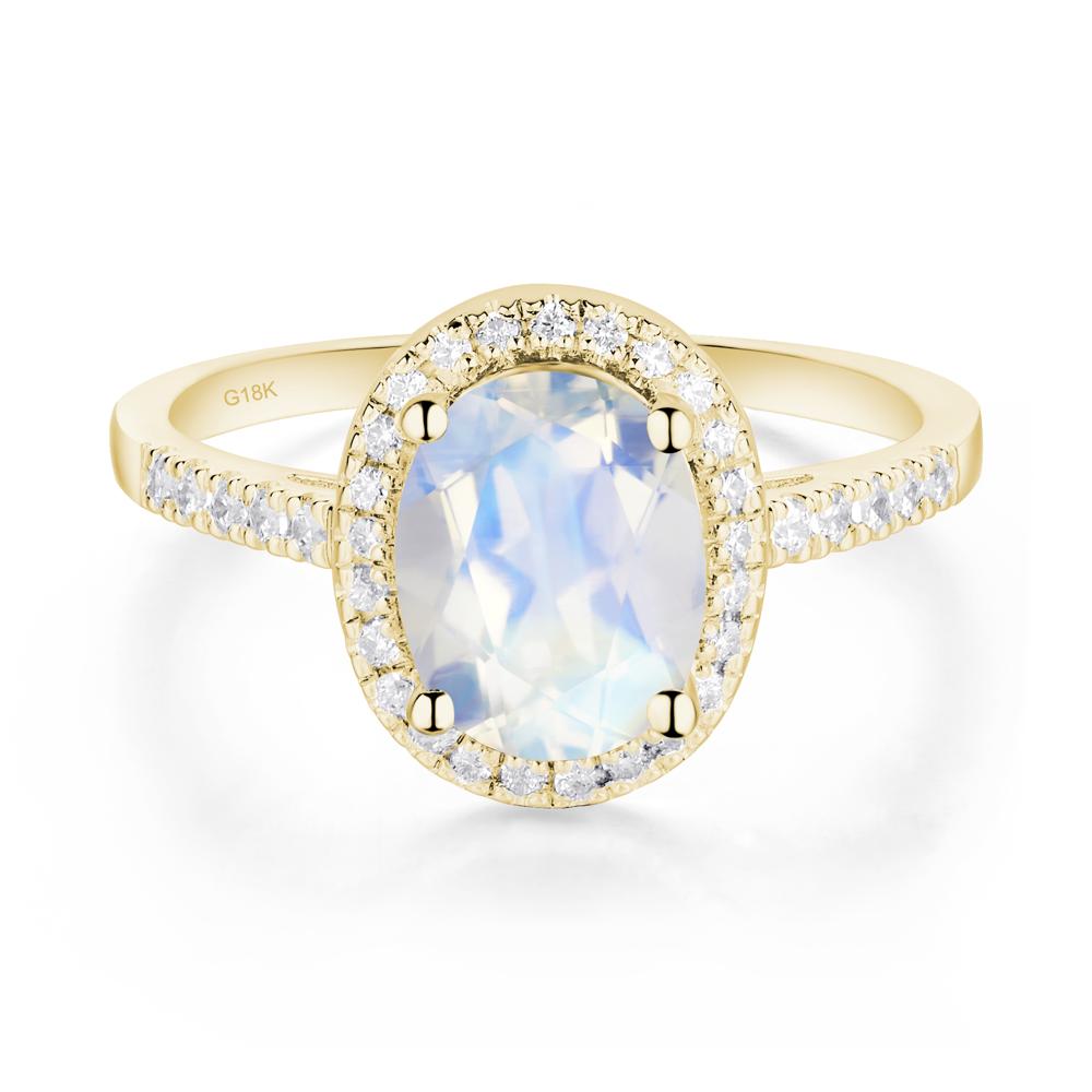 Oval Moonstone Halo Ring - LUO Jewelry #metal_18k yellow gold