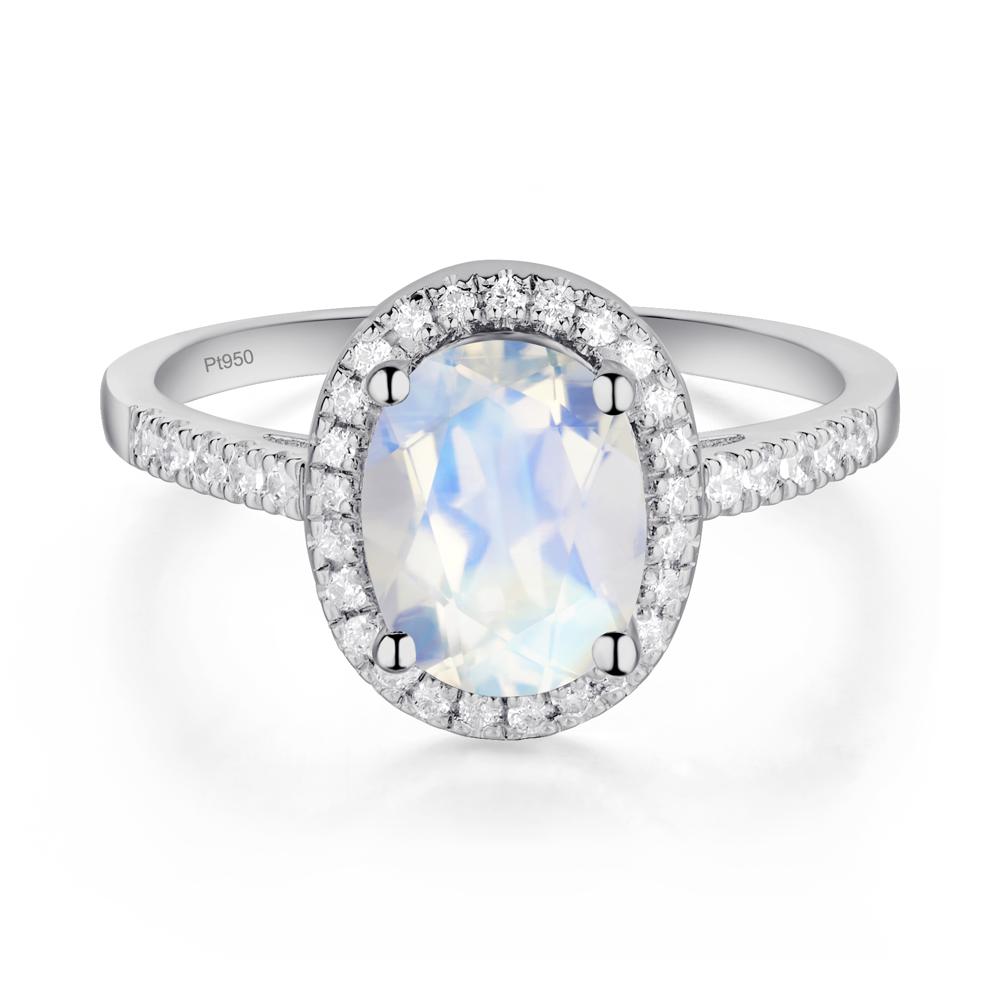 Oval Moonstone Halo Ring - LUO Jewelry #metal_platinum