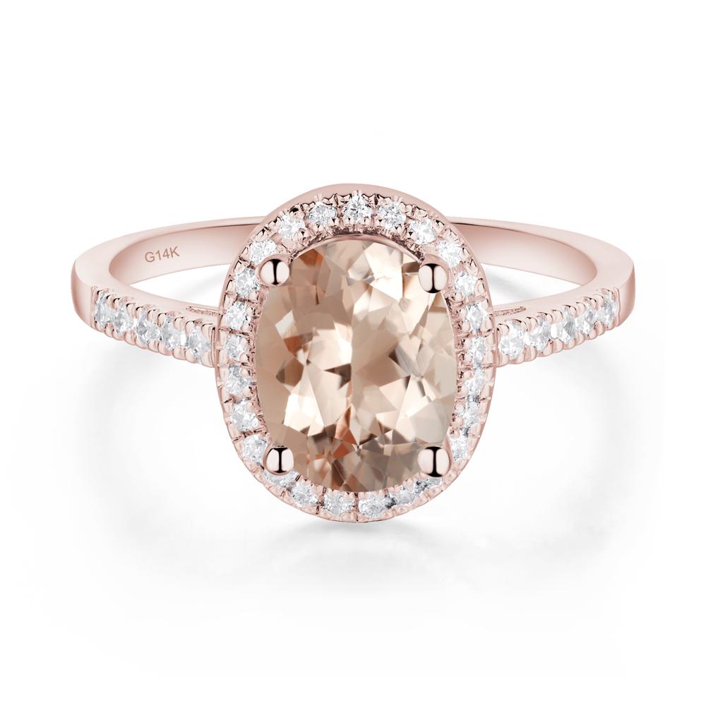 Oval Morganite Halo Ring - LUO Jewelry #metal_14k rose gold