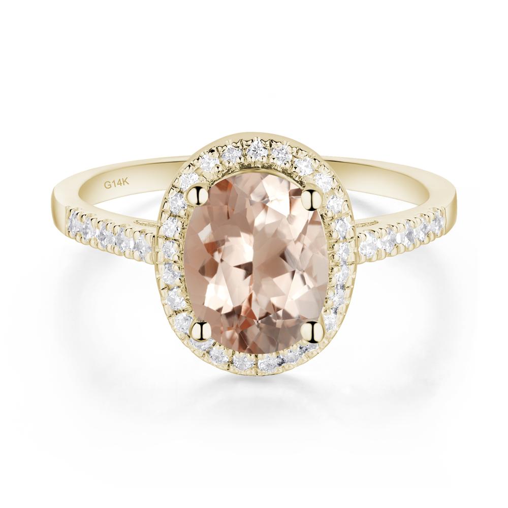 Oval Morganite Halo Ring - LUO Jewelry #metal_14k yellow gold