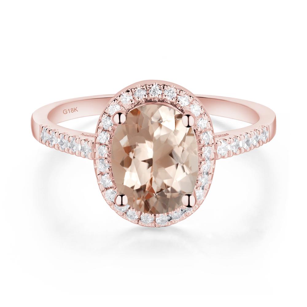 Oval Morganite Halo Ring - LUO Jewelry #metal_18k rose gold