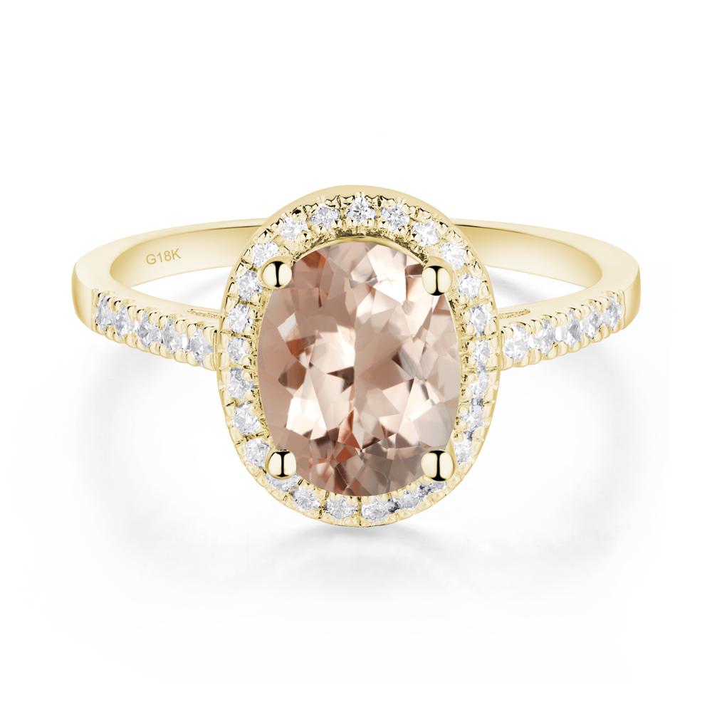 Oval Morganite Halo Ring - LUO Jewelry #metal_18k yellow gold