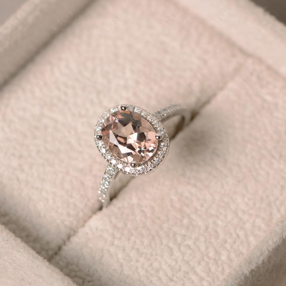 Oval Morganite Halo Ring - LUO Jewelry 