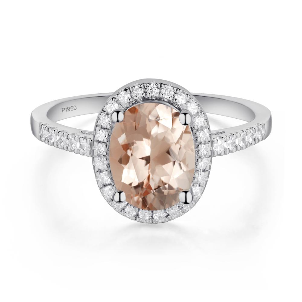 Oval Morganite Halo Ring - LUO Jewelry #metal_platinum