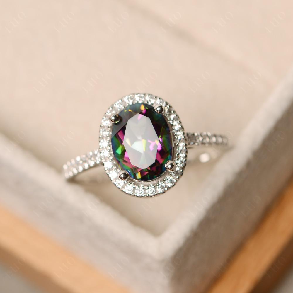 Oval Mystic Topaz Halo Ring - LUO Jewelry 