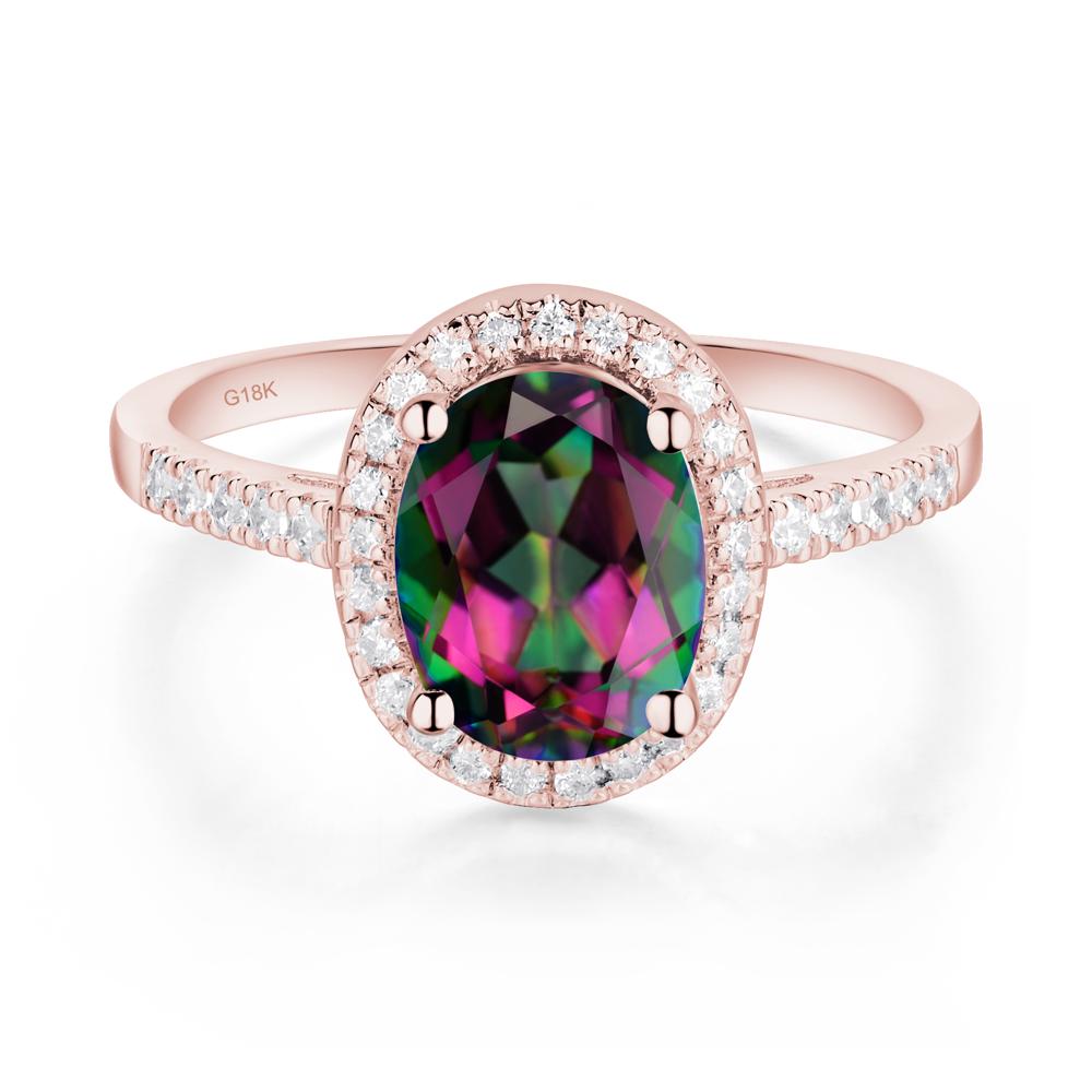 Oval Mystic Topaz Halo Ring - LUO Jewelry #metal_18k rose gold