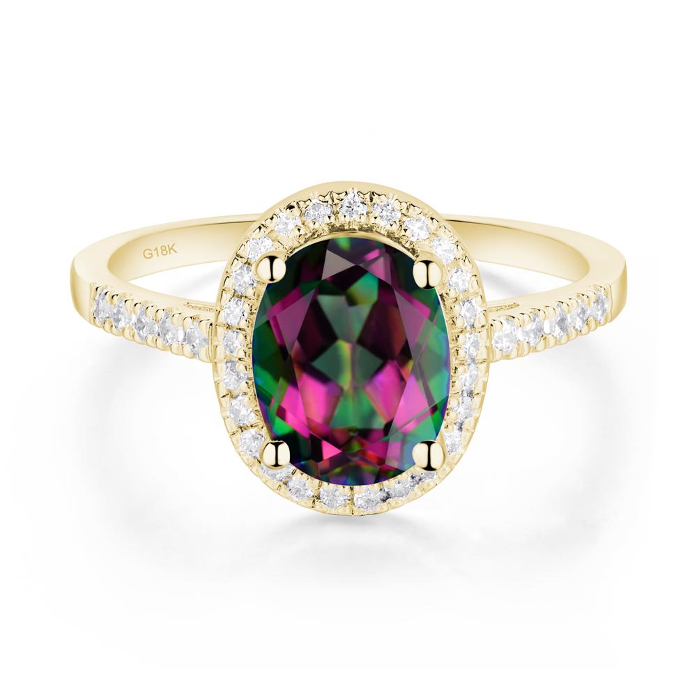 Oval Mystic Topaz Halo Ring - LUO Jewelry #metal_18k yellow gold