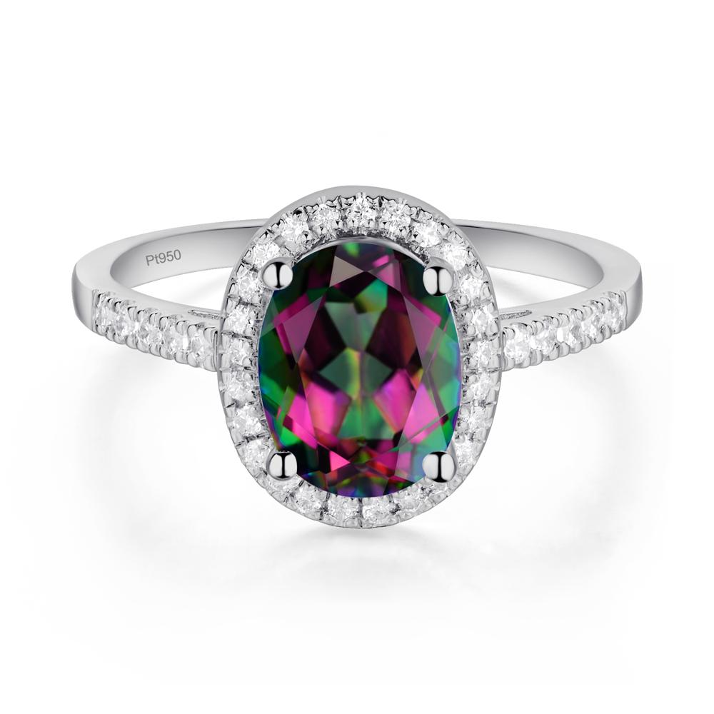 Oval Mystic Topaz Halo Ring - LUO Jewelry #metal_platinum