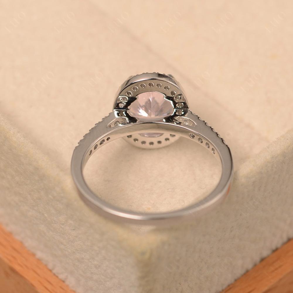 Oval Pink Cubic Zirconia Halo Ring - LUO Jewelry 