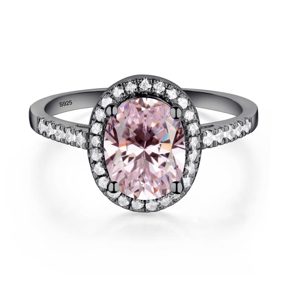 Oval Pink Cubic Zirconia Halo Ring - LUO Jewelry #metal_black finish sterling silver