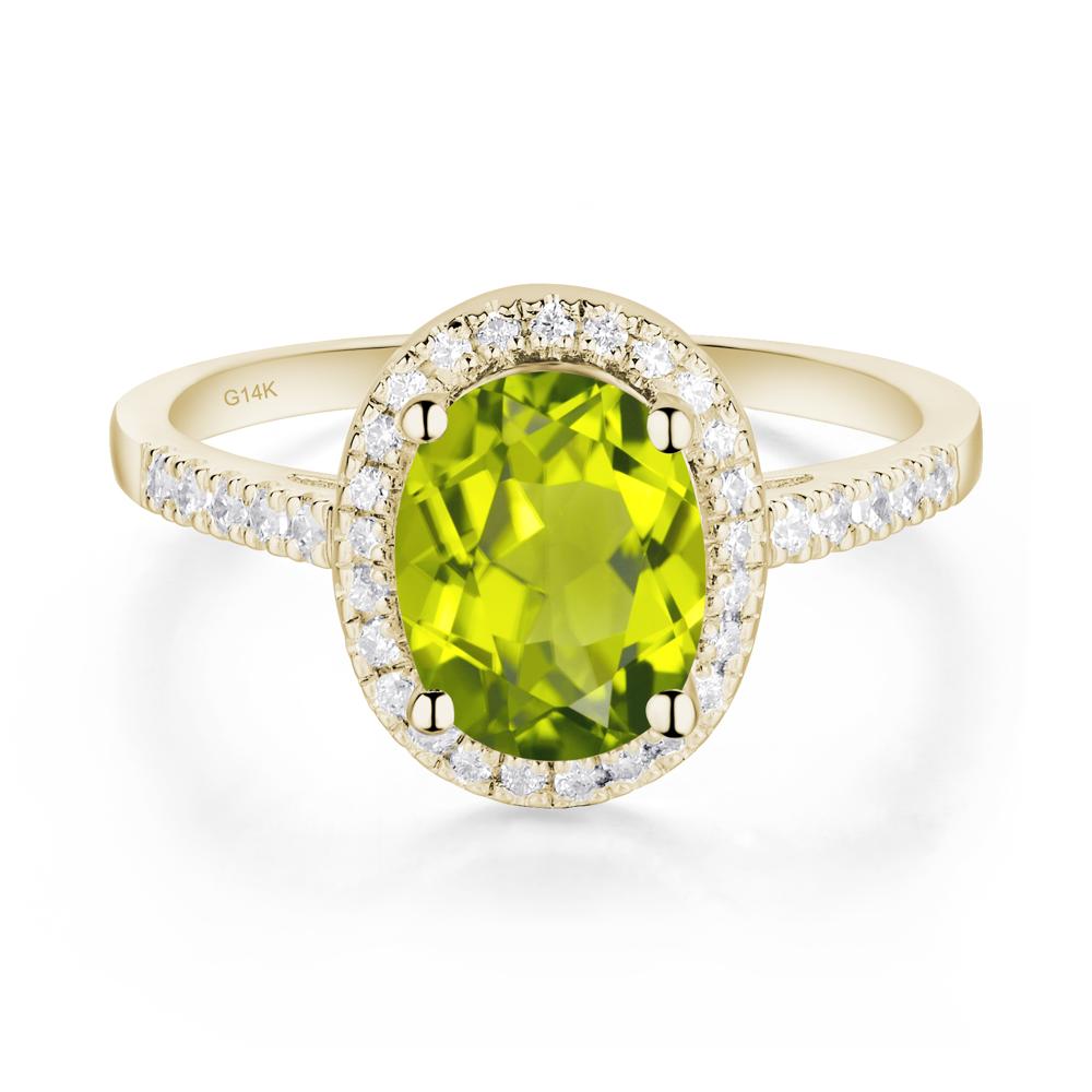 Oval Peridot Halo Ring - LUO Jewelry #metal_14k yellow gold