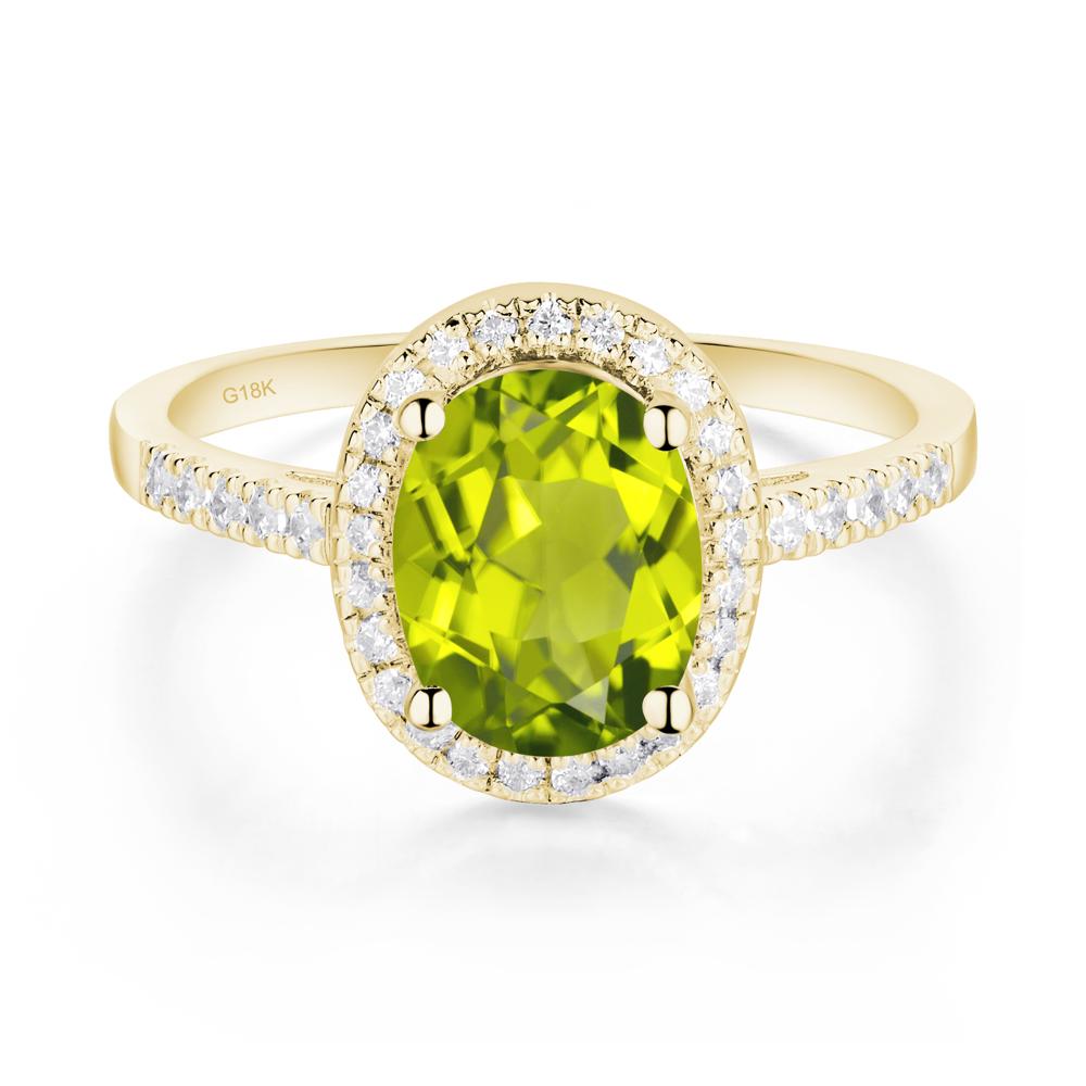 Oval Peridot Halo Ring - LUO Jewelry #metal_18k yellow gold