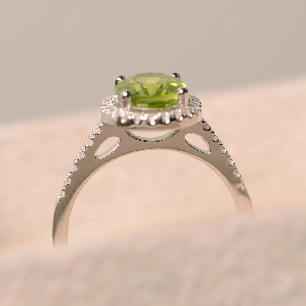 Oval Peridot Halo Ring - LUO Jewelry 