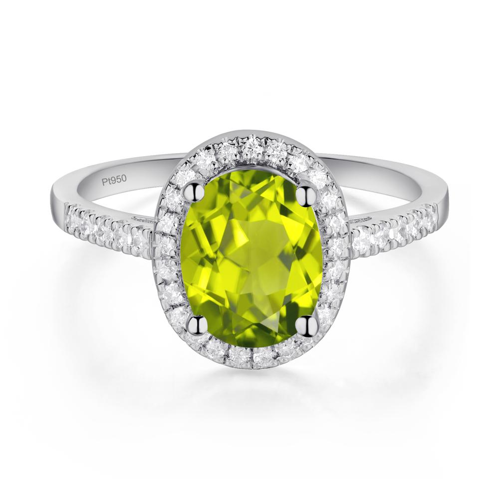 Oval Peridot Halo Ring - LUO Jewelry #metal_platinum