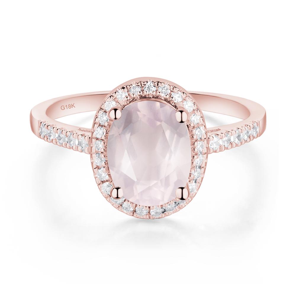 Oval Rose Quartz Halo Ring - LUO Jewelry #metal_18k rose gold