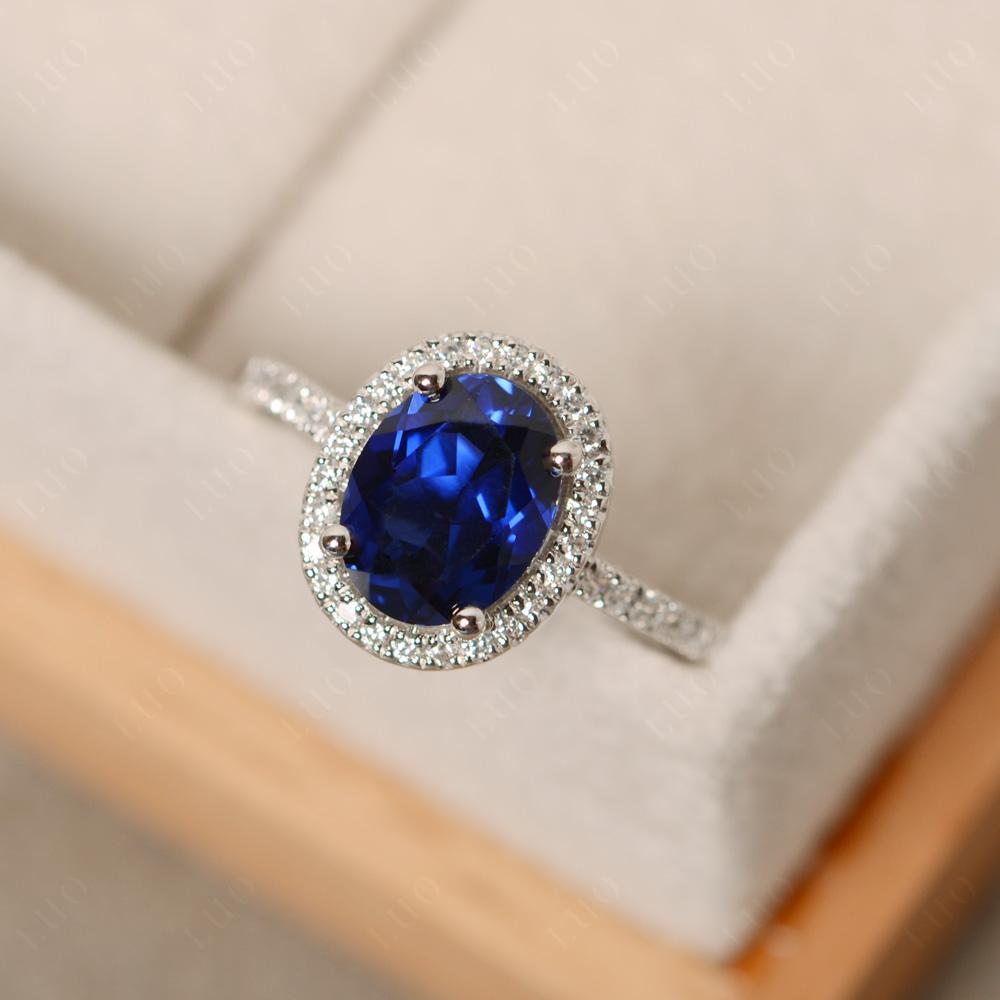 Oval Sapphire Halo Ring - LUO Jewelry 