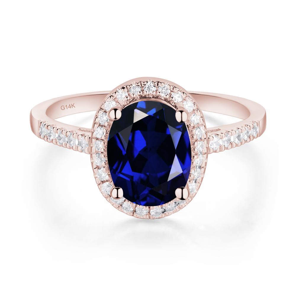 Oval Sapphire Halo Ring - LUO Jewelry #metal_14k rose gold