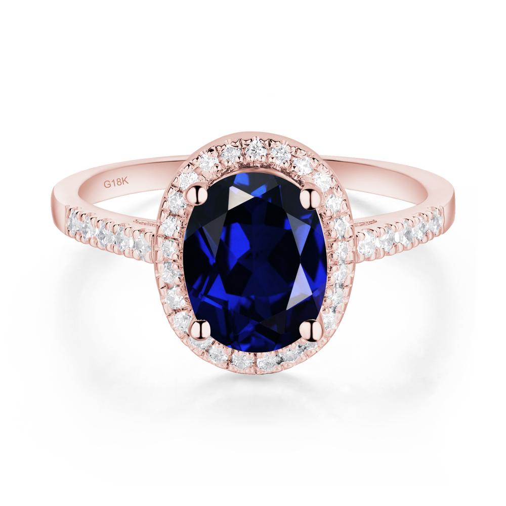 Oval Sapphire Halo Ring - LUO Jewelry #metal_18k rose gold