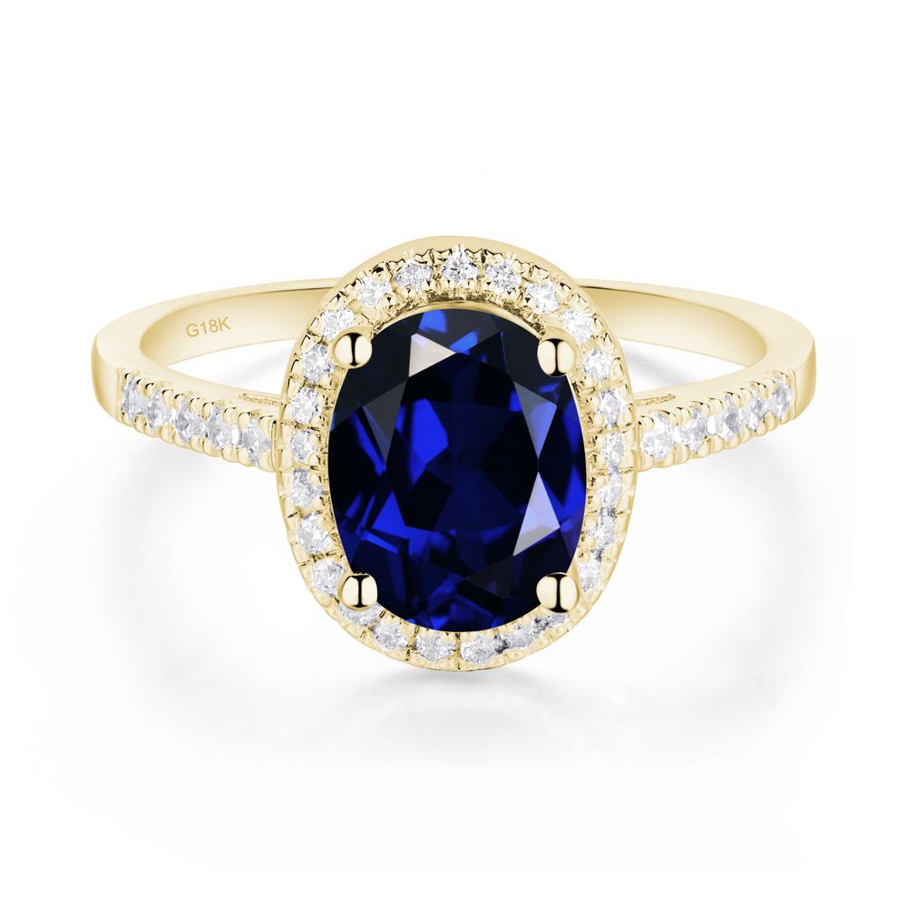 Oval Sapphire Halo Ring - LUO Jewelry #metal_18k yellow gold