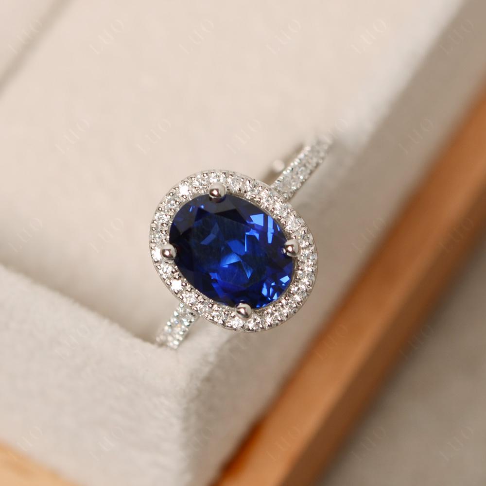 Oval Sapphire Halo Ring - LUO Jewelry 